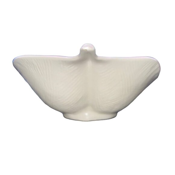 Leaf-Shaped Pearlized Iridescent Ceramic Bowl By Cal Style 2232 USA Mid-Century - Picture 5 of 11